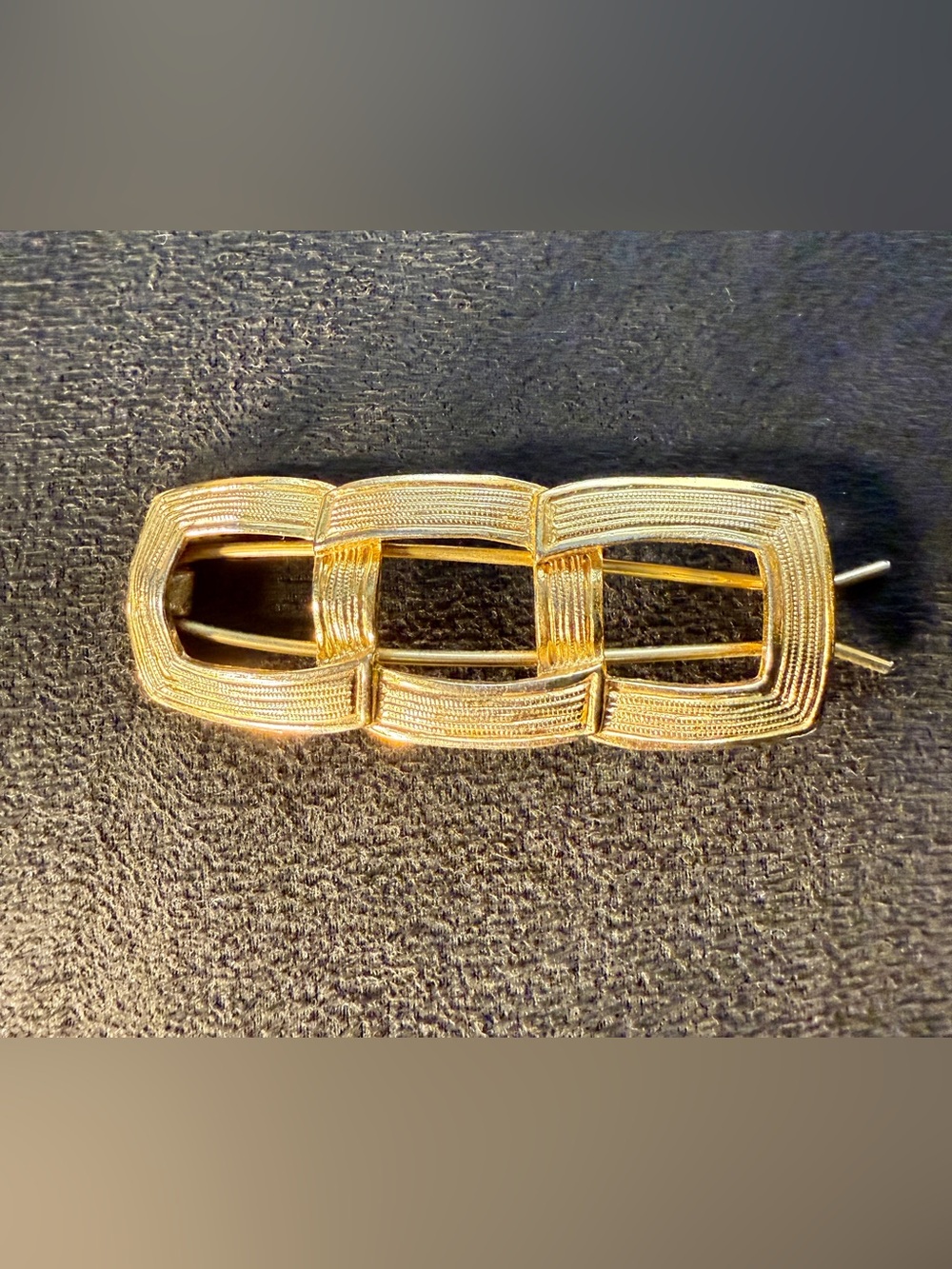 Vintage 1970s Gold Tone Geometric Barrette